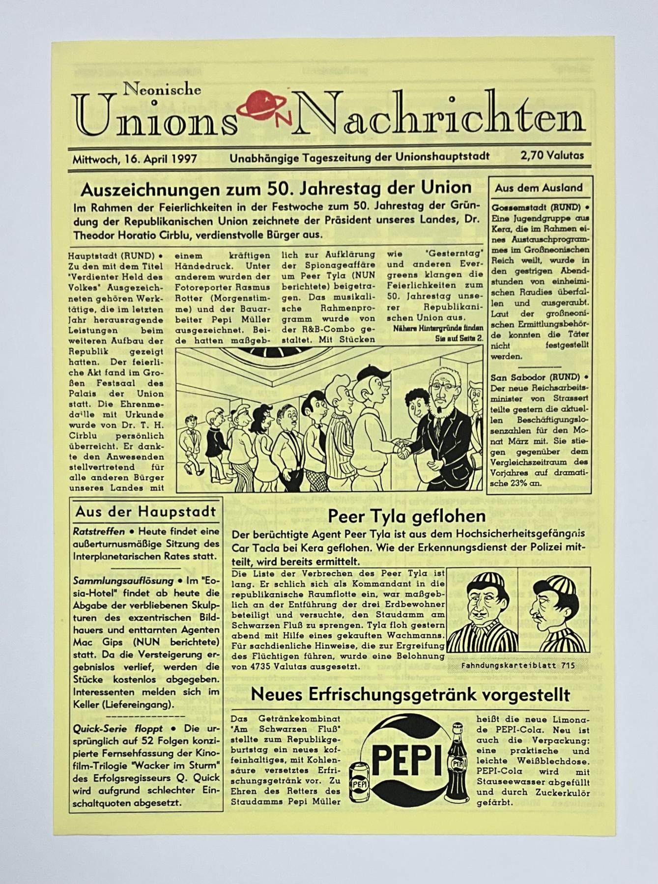 Neonische Unions Nachrichten (gelb)