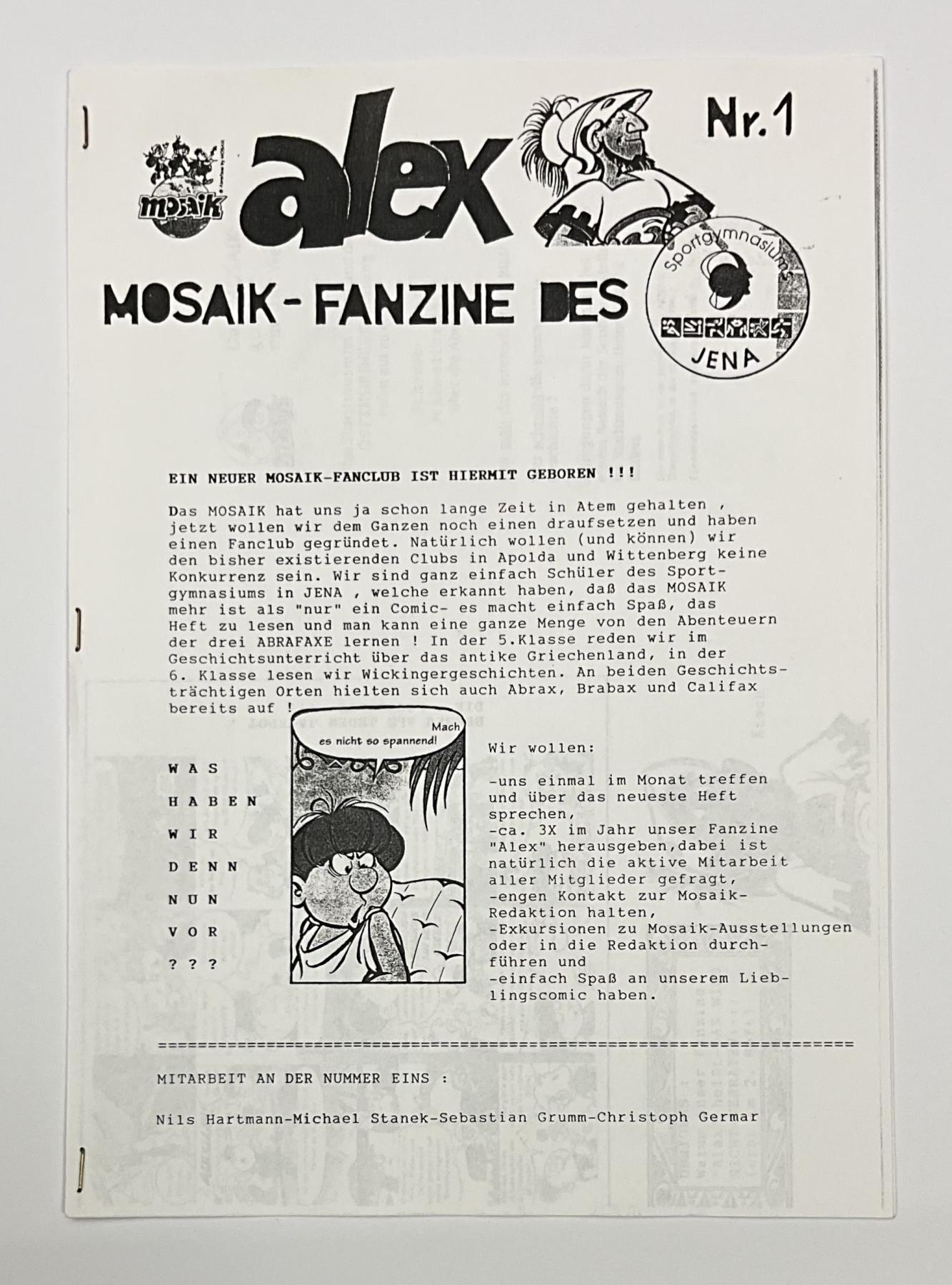Alex Mosaik-Fanzine des Sportgymnasiums Jena Nr. 1 
