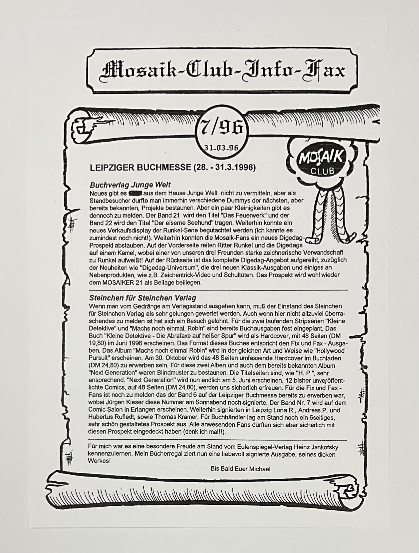 Kopie: Mosaik Clubinfo Fax 7/96 (A4)