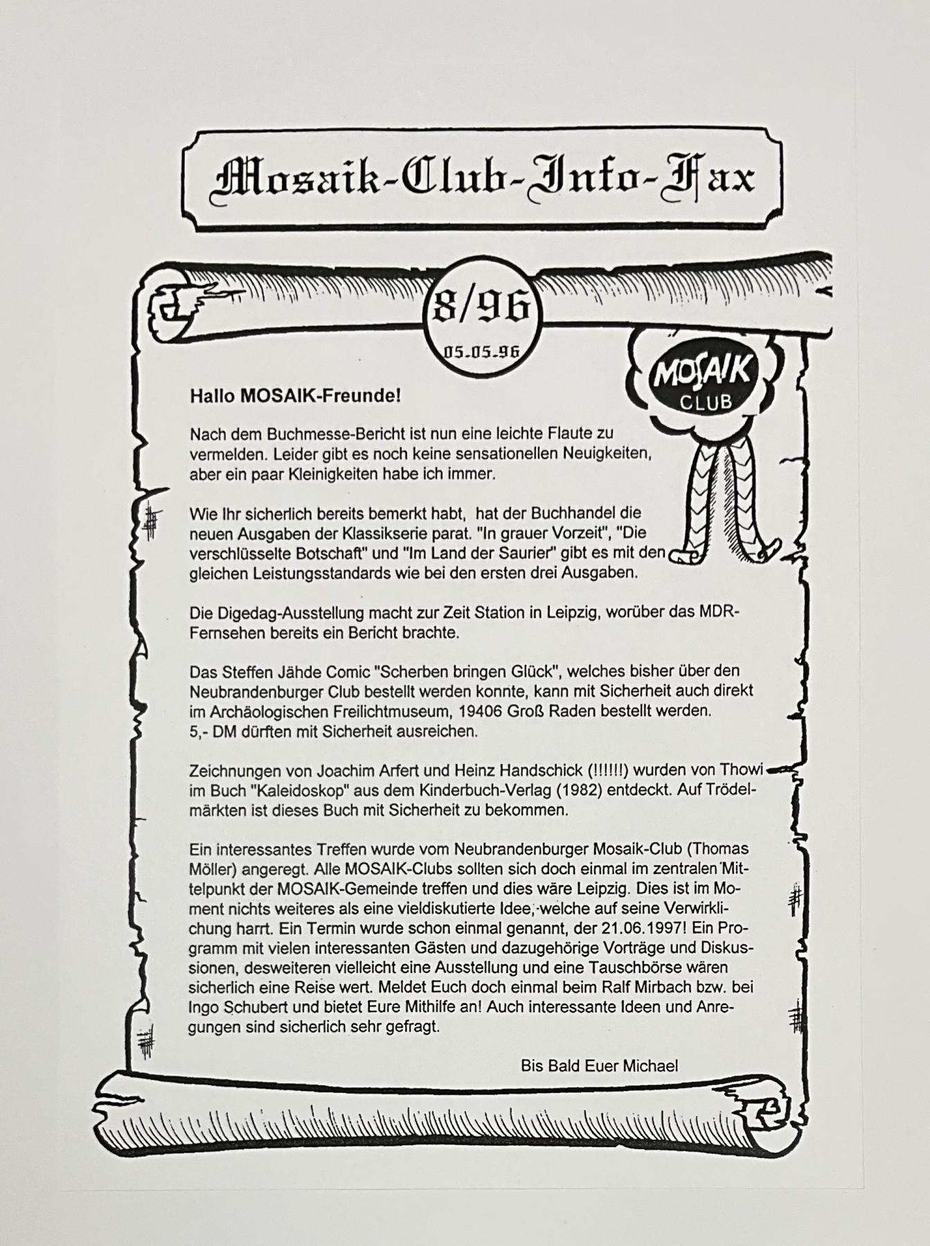 Kopie: Mosaik Clubinfo Fax 8/96 (A4)