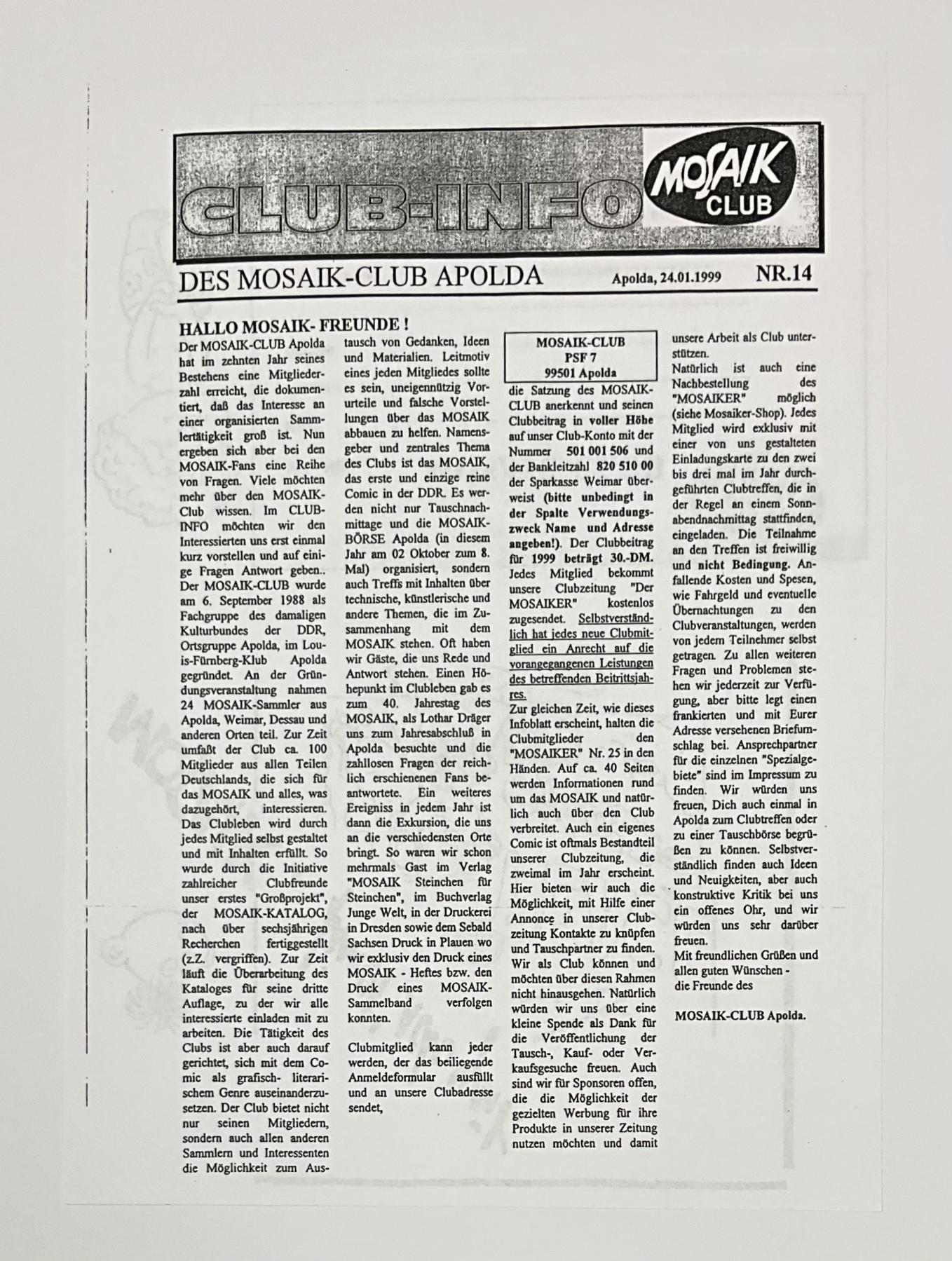 Kopie: Fanzine Clubinfo Nr. 14 (A4)