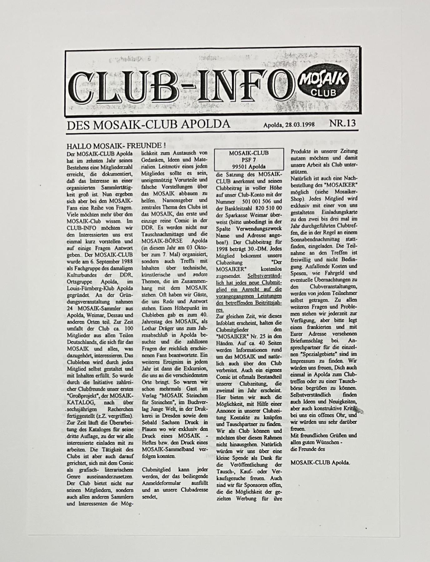 Kopie: Fanzine Clubinfo Nr. 13 (A4)
