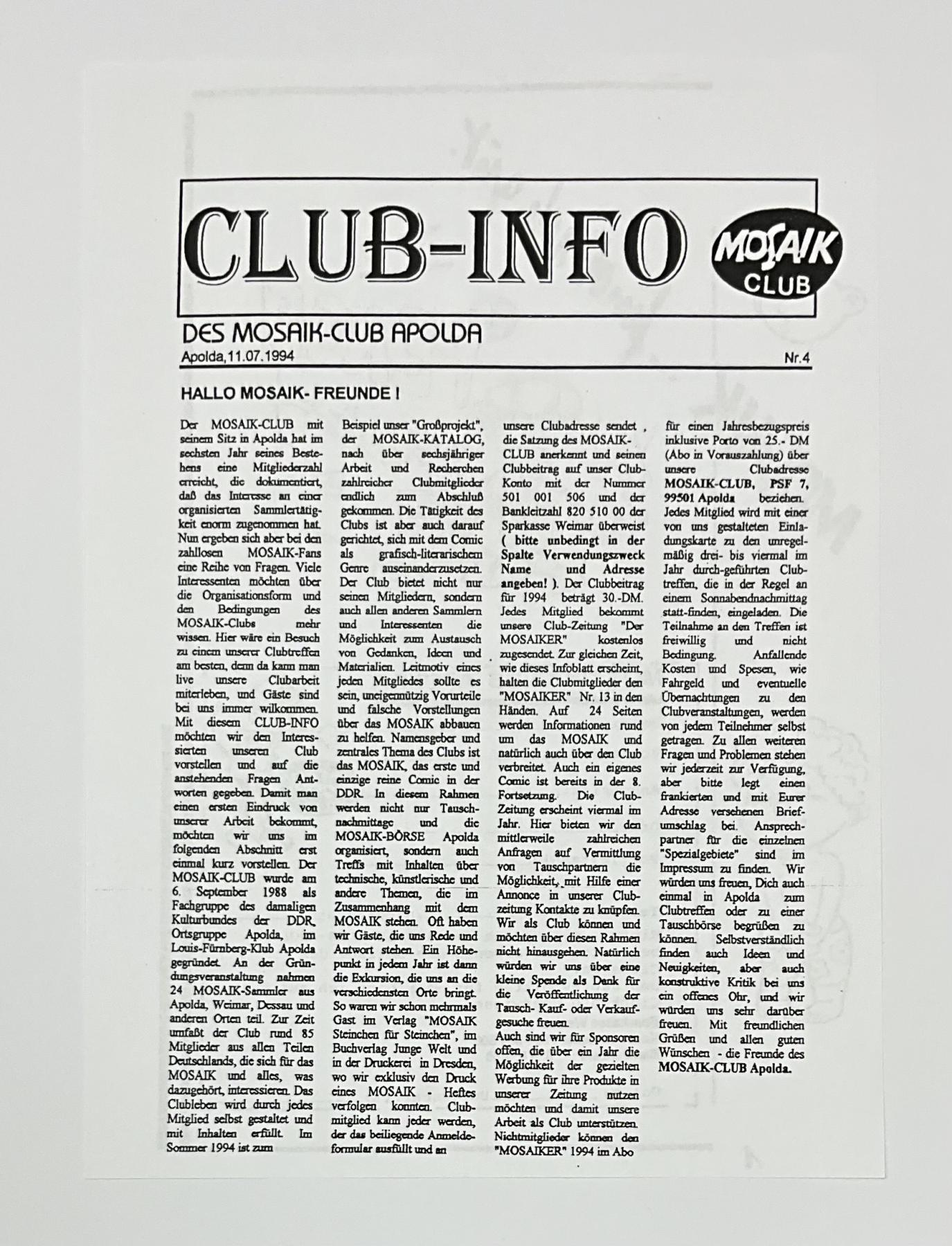 Kopie:Fanzine Clubinfo Nr. 4 (A4)