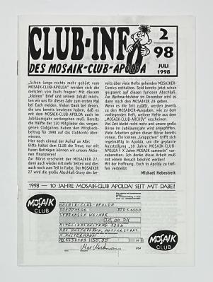 Fanzine Clubinfo 2-98 Mosaikclub Apolda Kopie 