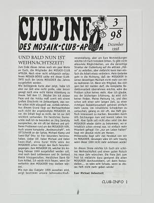 Fanzine Clubinfo 3-98 Mosaikclub Apolda